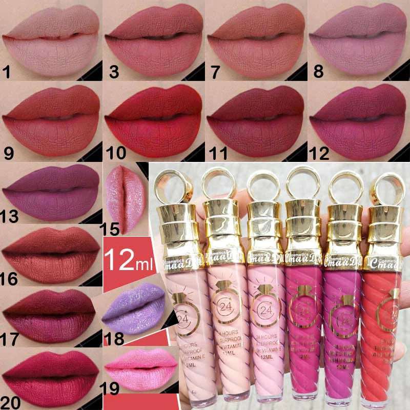 20 Colors Lipstick Waterproof Long Lasting Matte+Shimmer Mental Beauty Lip Gloss Nude Glitter Lip Gloss Beauty Sexy Lip Tint