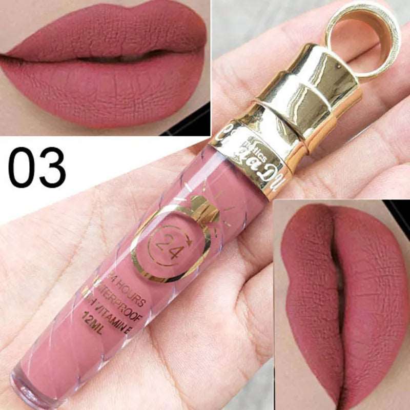 20 Colors Lipstick Waterproof Long Lasting Matte+Shimmer Mental Beauty Lip Gloss Nude Glitter Lip Gloss Beauty Sexy Lip Tint