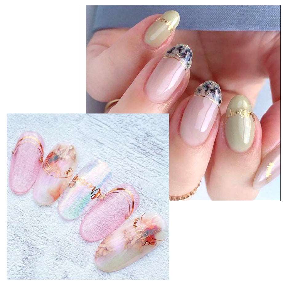 3D Simple Lines Nail Stickers Rose Gold Metal Stripe Letters Decals Curve Gel Nails Art Sliders Polish Manicure Decor BESTZGS014