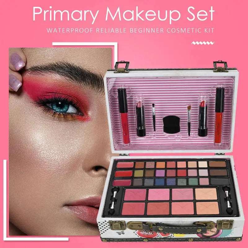 44pcs Makeup Palette With Portable Case Long Lasting Full Makeup Kit Cosmetics Set For Beginners Women All-in-One Make Up Set