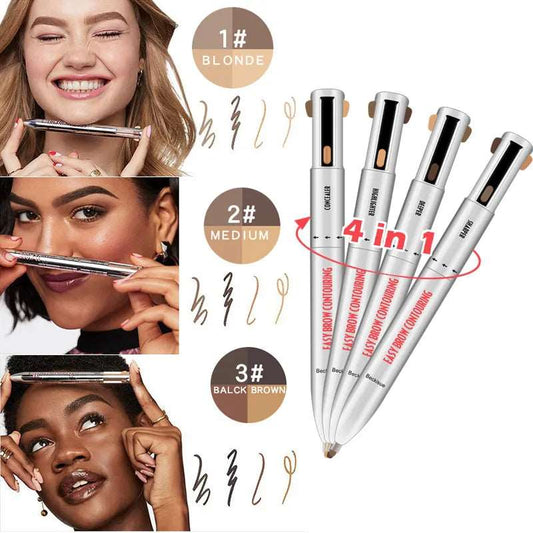 4 In 1 Makeup Pen Eyebrow Pencil Waterproof Drawing Eye Brow Long Lasting Easy Color Eyeliner Eyebrow Pen Sweatproof Makeup Pen